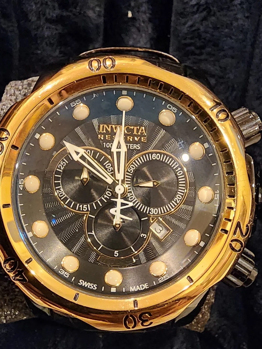 Invicta Reserve Men's Gold and Black Chronograph Watch